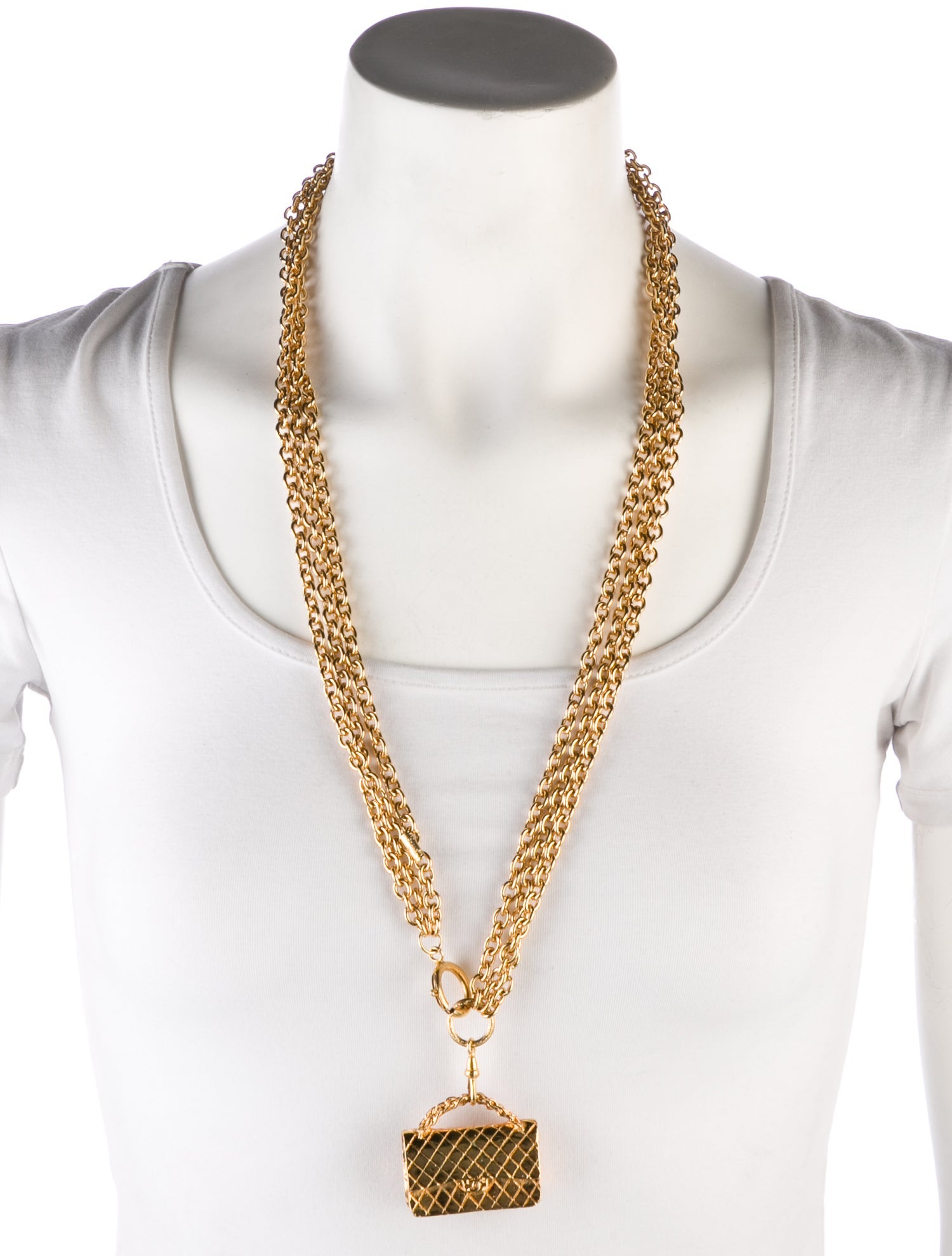 Chanel Vintage Quilted Purse Pendant Necklace